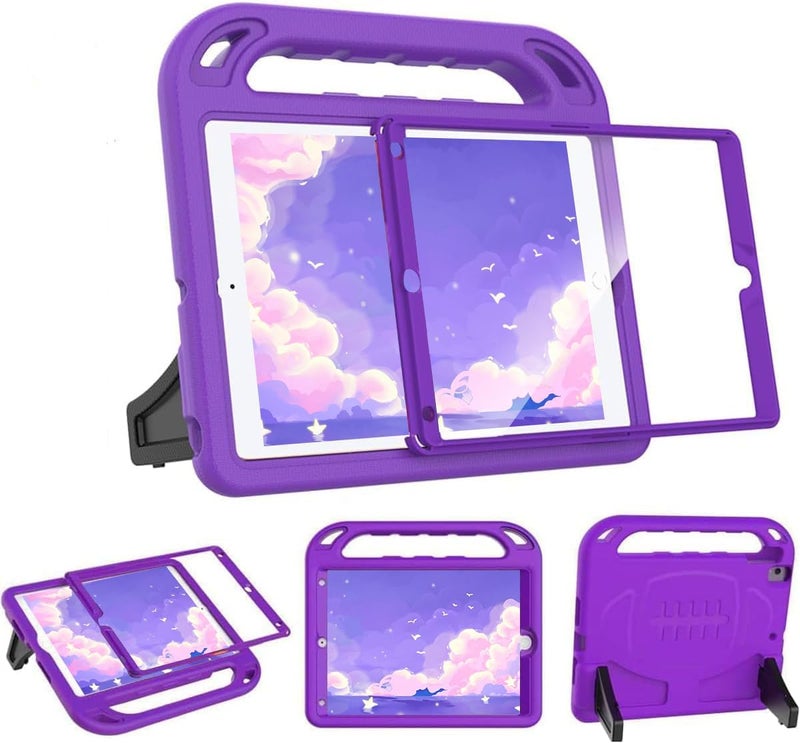 BMOUO Kids Case for iPad 9th/8th/7th Generation (iPad 10.2 inch, 2021/2020/2019), with Built-in Screen Protector, Shockproof Handle Stand iPad 9th 8th 7th Generation Case for Kids, Purple - Image 1