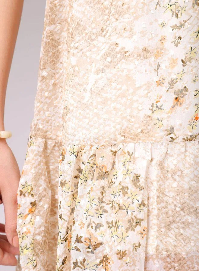 Freehand  Women Fit and Flared Casual Ditsy Print Ruffle Dress for Women | Best Price UAE