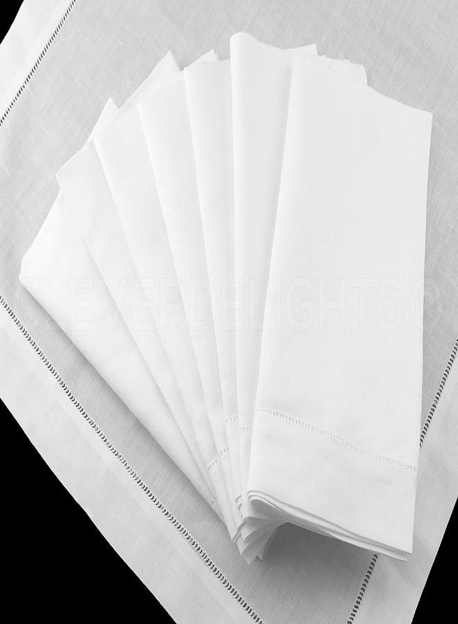 CleverDelights 20" Hemstitched Dinner Napkins - 55/45 Linen Cotton Blend - Home Table Linens Decor Embroidery Blanks (6, White) - Image 4