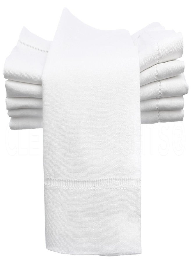 CleverDelights 20" Hemstitched Dinner Napkins - 55/45 Linen Cotton Blend - Home Table Linens Decor Embroidery Blanks (6, White) - Image 1