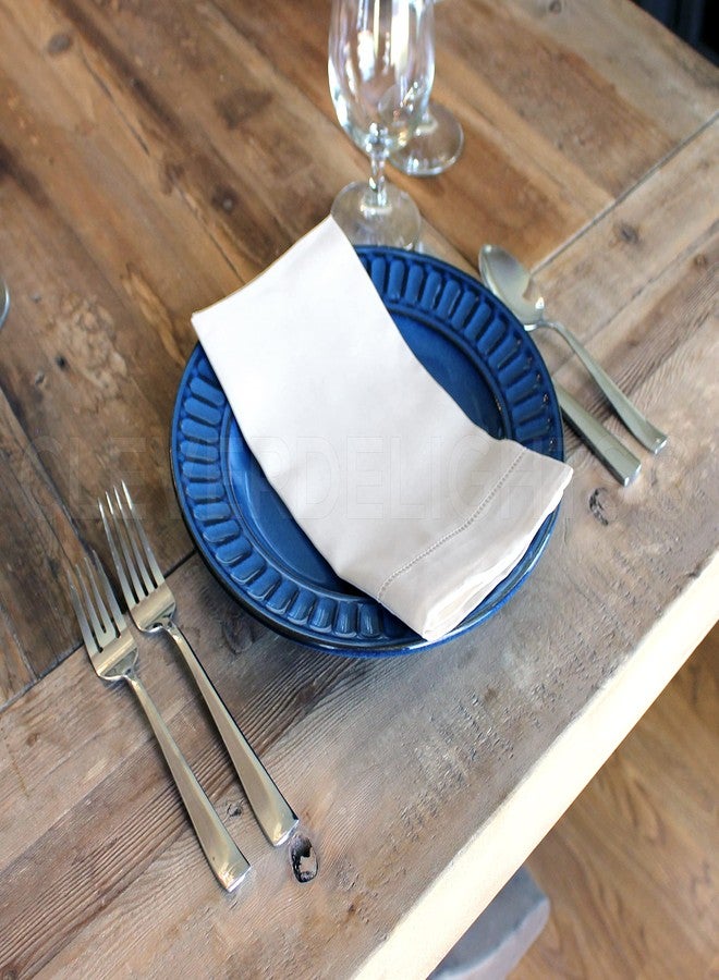 CleverDelights 20" Hemstitched Dinner Napkins - 55/45 Linen Cotton Blend - Home Table Linens Decor Embroidery Blanks (6, White) - Image 3