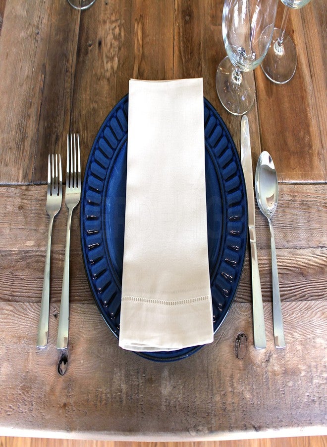 CleverDelights 20" Hemstitched Dinner Napkins - 55/45 Linen Cotton Blend - Home Table Linens Decor Embroidery Blanks (6, White) - Image 2