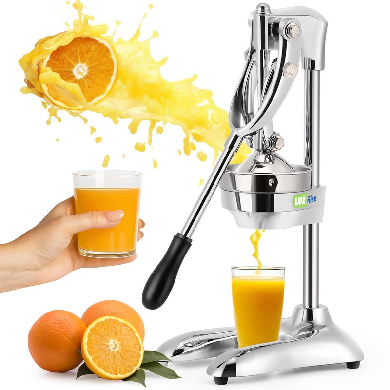 Luzrise Manual Juicer Hand Press Professional Citrus Juicer Countertop Metal Orange Lemon Pomegranate Squeezer for Commercial Home Restaurant Use Stainless Steel Heavy Duty Extra Large 7498193 MANUAL JUICER SILVER - Image 1