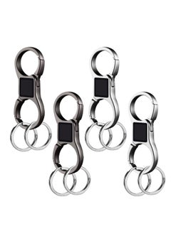 Heavy Duty Stainless Steel Key Chain, Detachable Car KeyChains with 8 Extra Key Rings, Key Holders for Men and Women, 4 Pieces