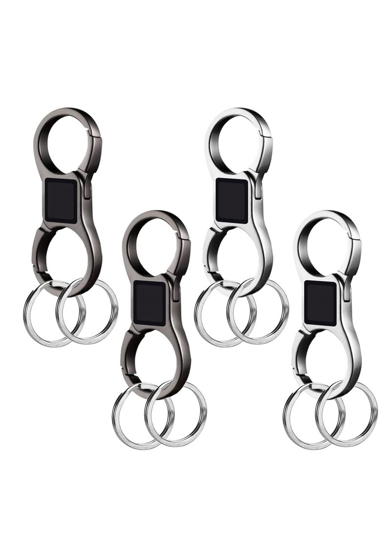 SYOSI - Heavy Duty Stainless Steel Key Chain, Detachable Car KeyChains with 8 Extra Key Rings, Key Holders for Men and Women, 4 Pieces - Image 1