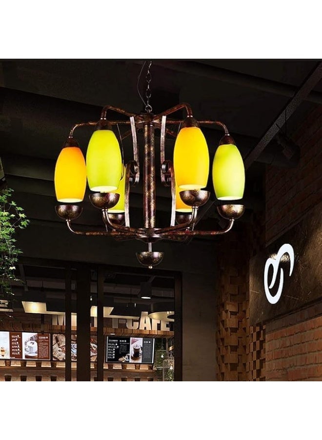 AFN LIGHTINGS Retro Industrial Chandelier Crystal Cover Six Head Spider E27 * 6 Six Head Bar Chandelier Personality Ceiling Light Creative Iron Embossed LED Lighting Decoration Bar Cafe Bar Subtle  - Image 4