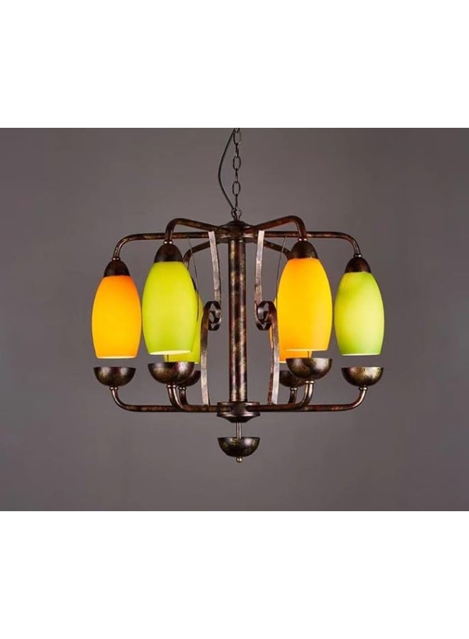 AFN LIGHTINGS Retro Industrial Chandelier Crystal Cover Six Head Spider E27 * 6 Six Head Bar Chandelier Personality Ceiling Light Creative Iron Embossed LED Lighting Decoration Bar Cafe Bar Subtle  - Image 1