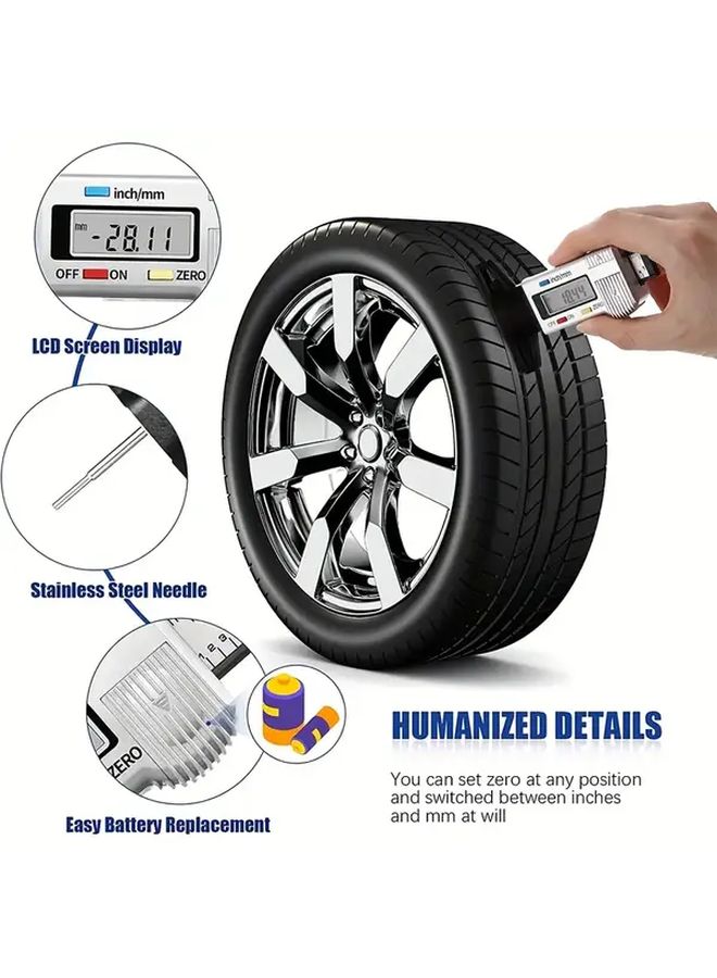 Silvery Digital LCD Tyre Tread Depth Gauge For Motorcycles SUVs Trucks Durable Compact Tool - Image 5