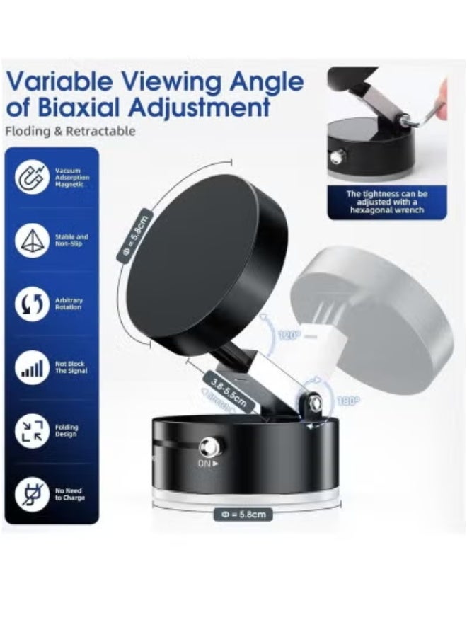 JAJEEK Vacuum Suction Magnetic Car Phone Holder | Universal Magnetic Mount for Smartphones & Tablets | Strong Suction for Car Dashboard, Truck Windshield & Table | Easy One-Hand Operation | Stable, Adjustable & Compatible with All Flat Surfaces - Image 2