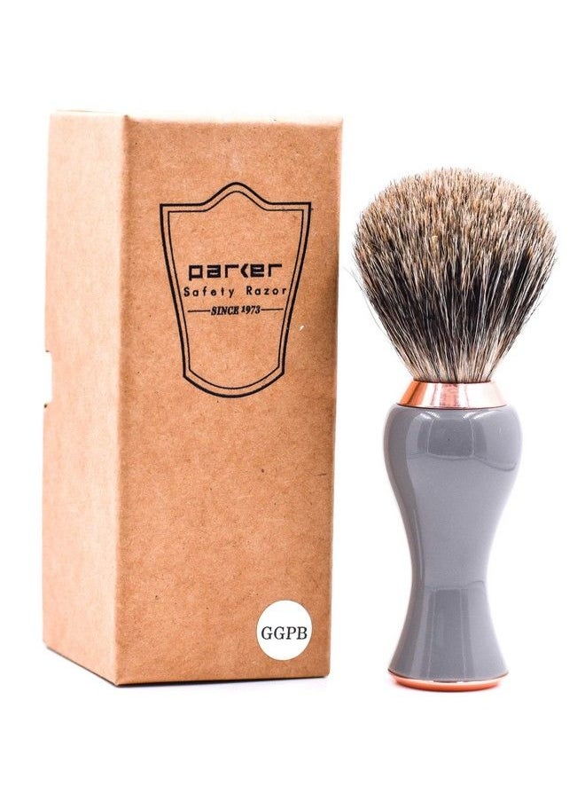 Parker Safety Razor 3Band Pure Badger Shave Brush With Stand Extra Dense Bristles Deluxe Gray And Rose Gold Handle Shaving Brush For Men & Women  - Image 5