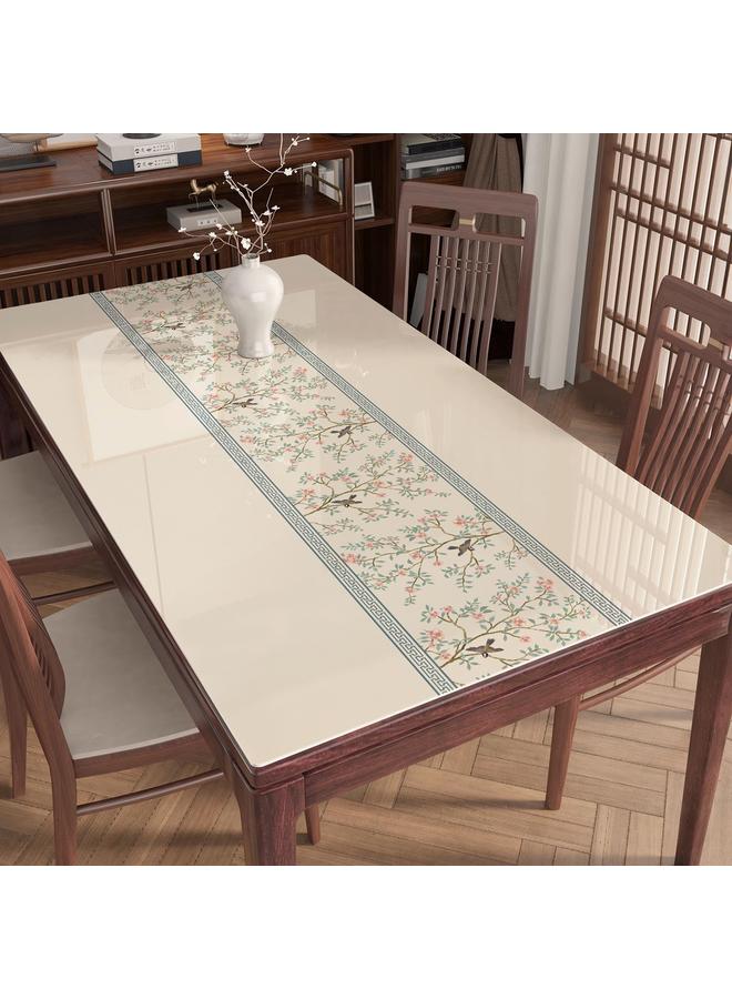 Bluejw New Chinese-style Waterproof And Oil-proof Tablecloth Anti-scalding Living Room Light Luxury High-end Dining Table Mat PVC Soft Glass Coffee Table Tablecloth - Image 3