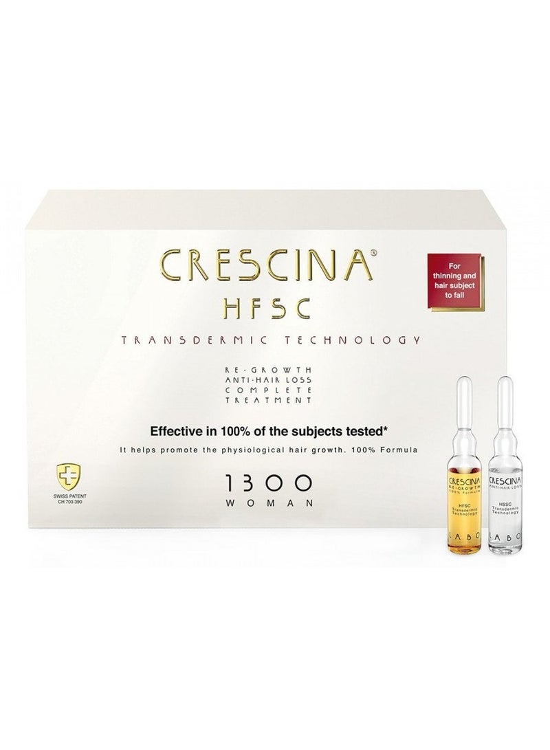 Crescina Transdermic Hfsc Complete Treatment Vials for Women 1300(advanced stage)10+10units - Image 1