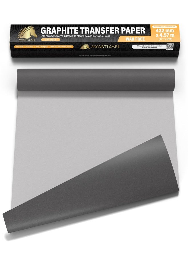 MyArtscape Graphite Transfer Paper Roll, Wax-Free, 17" x 15ft Transfer Paper Roll, Graphite Paper, Precise Carbon Paper Ideal as tracing Paper for Drawing - Image 1