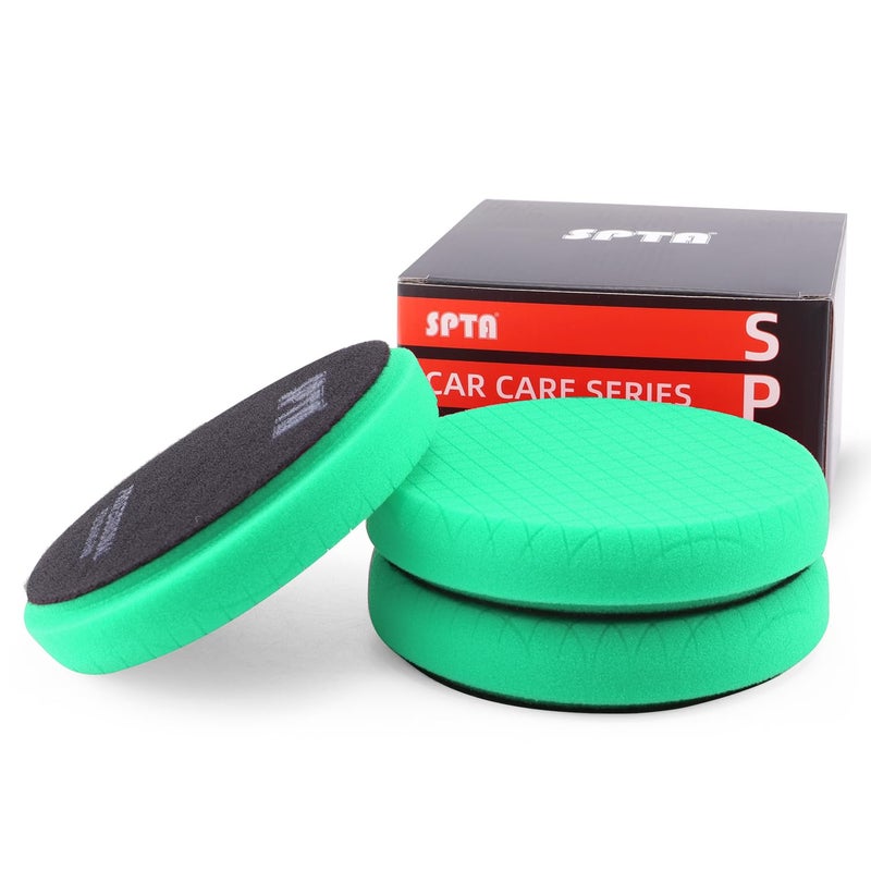 SPTA Green T120 Heavy-Cut Foam Polishing Pad, 3Pc 5.5 Inch Buffing Polishing Pads for 125mm Backing Plate Compound Buffing Sponge for Car Buffer Polisher Compounding, Polishing and Waxing -FPTSS5G-3 - Image 1
