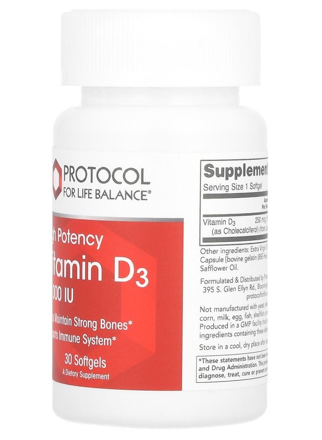Protocol For Life Balance Vitamin D3 High Potency 10000 IU 30 Softgels - Image 2