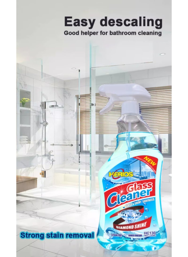 HERIOS Glass Cleaner Spray, Diamond Shine, 750ml - Image 2