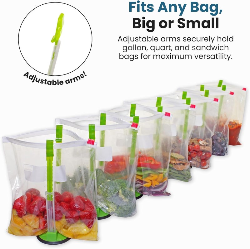 Jokari Adjustable Baggy Rack Stand 2 Pack Hands Free Food Storage Bag Holder Stand for Freezer and Sandwich Bags Clip Stand for Pouring Leftovers or Drying Reusable Ziploc Bags - Image 3