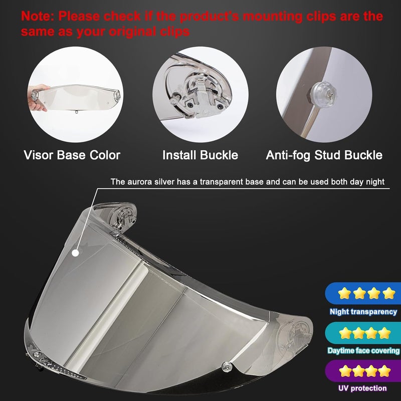 PSLER K6 K6s Helmet Visor - Transparent Silver - Image 3