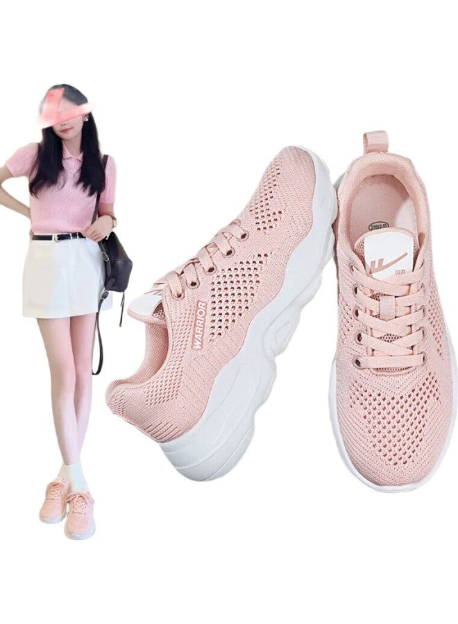 Warrior Official Sports Shoes, Women'S Breathable Soft-Soled Mesh Casual Running Shoes, Women'S Yeezy-Style Sneakers, Pink, Size 35 - Image 1