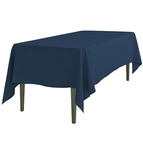 LTC LINENS LinenTablecloth 60 x 102-Inch Rectangular Polyester Tablecloth Navy Blue - Image 1