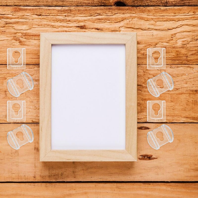 معلقات الصور الأكريليكية عبوة من 8 قطع أدوات تركيب حائط شديدة التحمل مع خطافات متشابكة ومشابك تثبيت بفتحة مفتاح للإطارات والمرايا وأقواس الرفوف للاستخدام المنزلي والمكتبي - Image 5