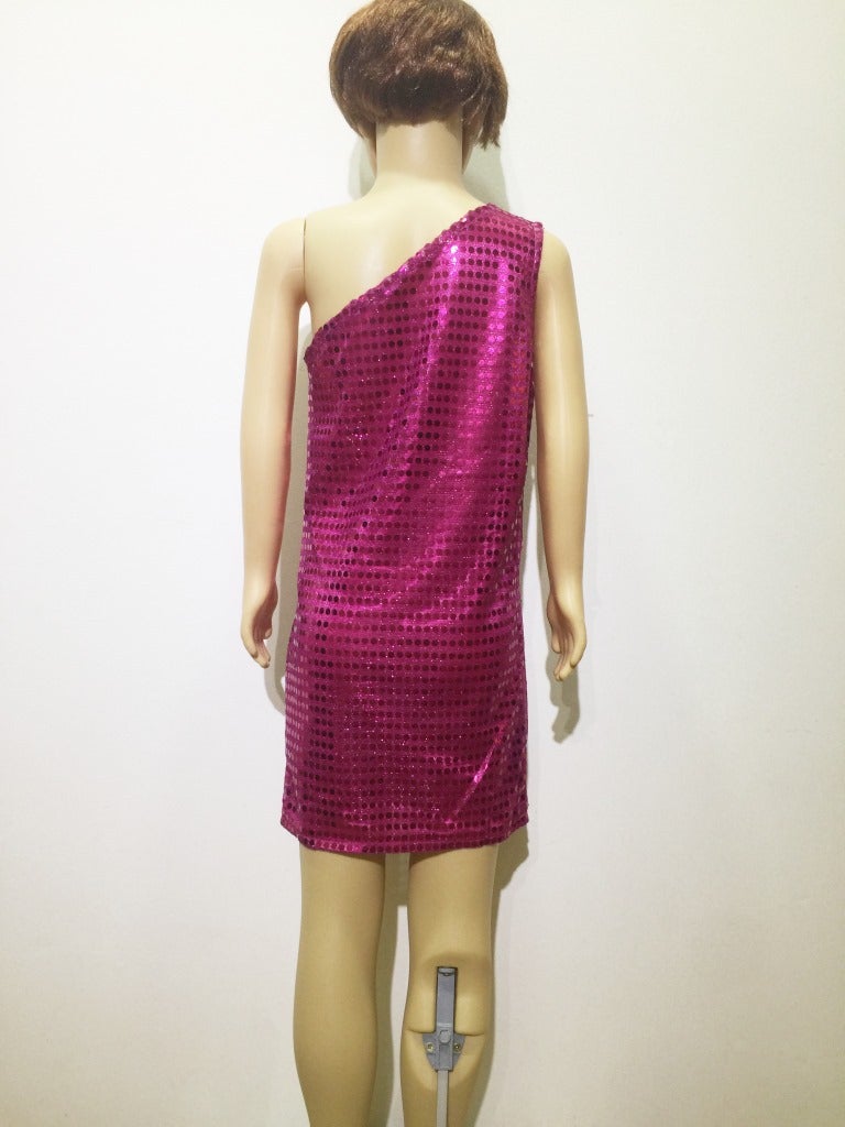 Dance Clothes Stage Girls' Group Performance Little Girl Princess Dress Medium And Big Children Baby Sequins Dress Oblique Shoulder - Image 4