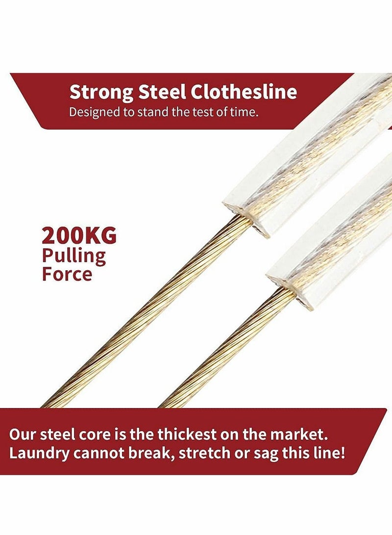 Washing Line Rope, Strong Steel Core Laundry Clothes Lines, Rot, Mould & Weather Resistant Thick Strong Plastic PVC Cover Garden Outdoor (20m) - Image 5