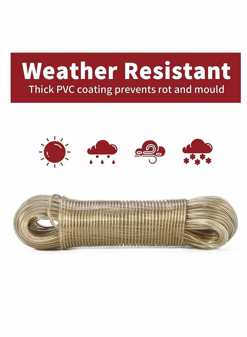 Washing Line Rope, Strong Steel Core Laundry Clothes Lines, Rot, Mould & Weather Resistant Thick Strong Plastic PVC Cover Garden Outdoor (20m) - Image 2