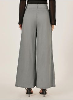 Styli Pleated Grey Wide Leg Pants  - Image 4