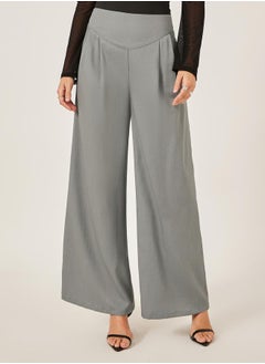 Styli Pleated Grey Wide Leg Pants  - Image 2