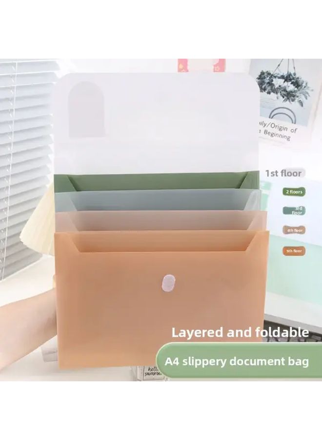 1 Pack Heavy Duty Hanging 5 Tier Binder Organizer with Labelled Compartments A4 File Folder Clear Front Panels Color Coded Sections Light Brown Durable PP Material Ideal for Document Storage Easy Viewing School Office Home Compatible with Ring Binders File Storage Box - Image 4