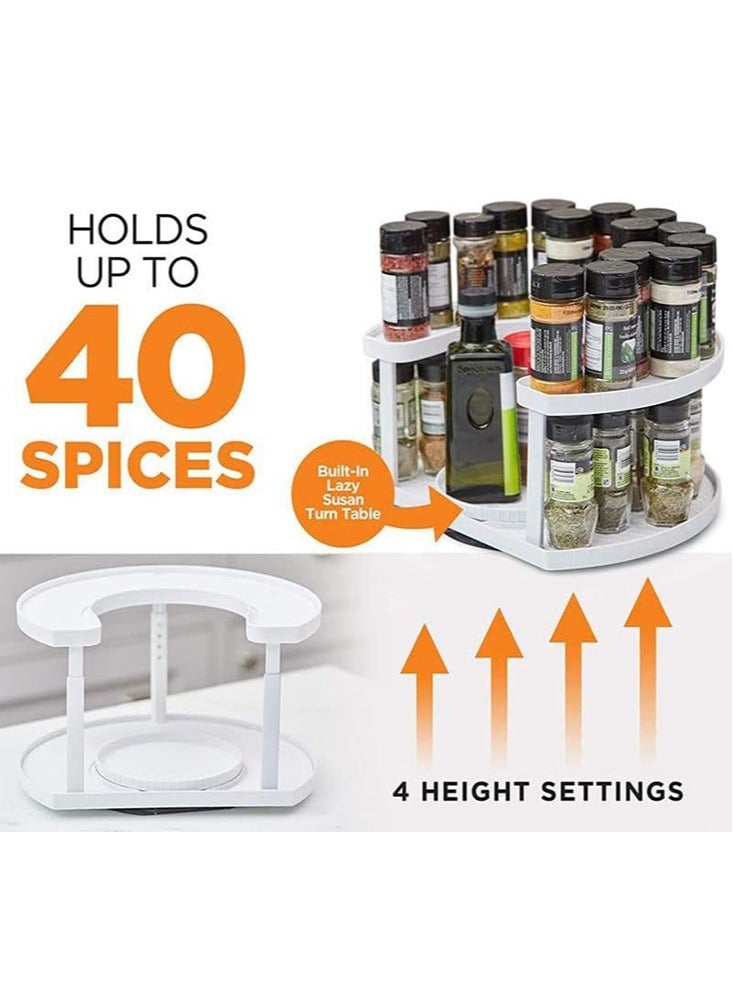 Perfii Spices Spinner, 2-Tier Spices Rack, D Shape Spices Organizer, a Seasoning Storage Space Saving, Clutter Free Kitchen - Image 5