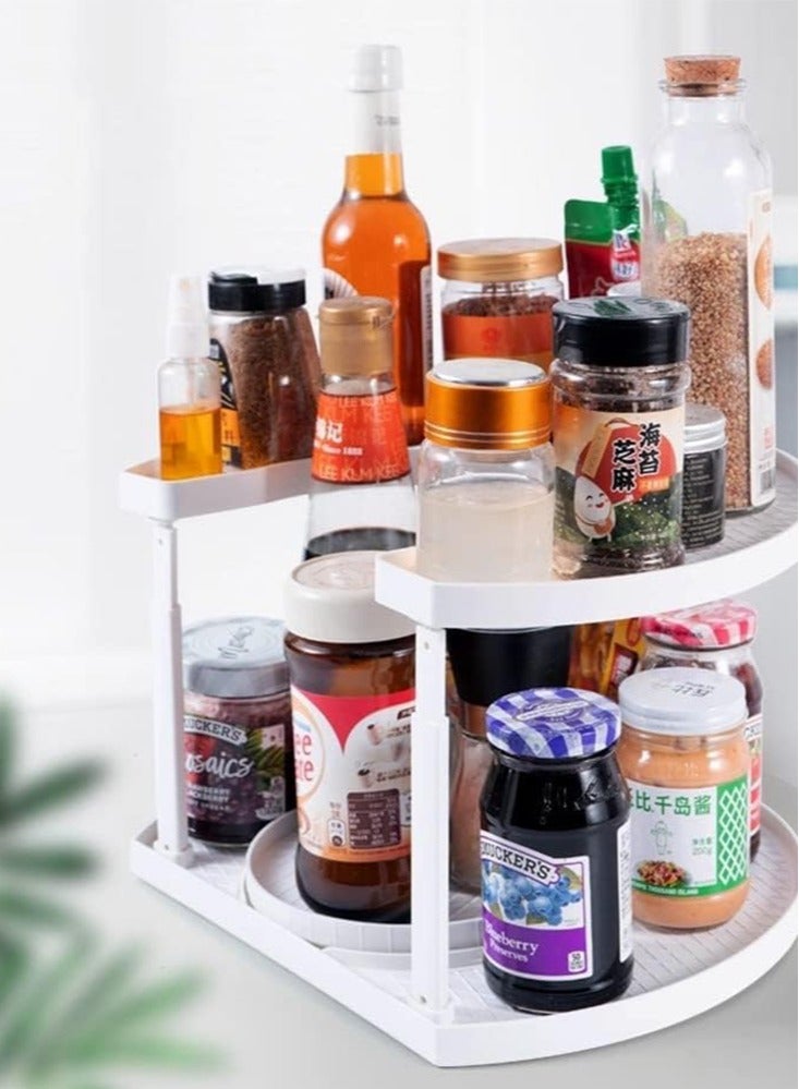Perfii Spices Spinner, 2-Tier Spices Rack, D Shape Spices Organizer, a Seasoning Storage Space Saving, Clutter Free Kitchen - Image 2