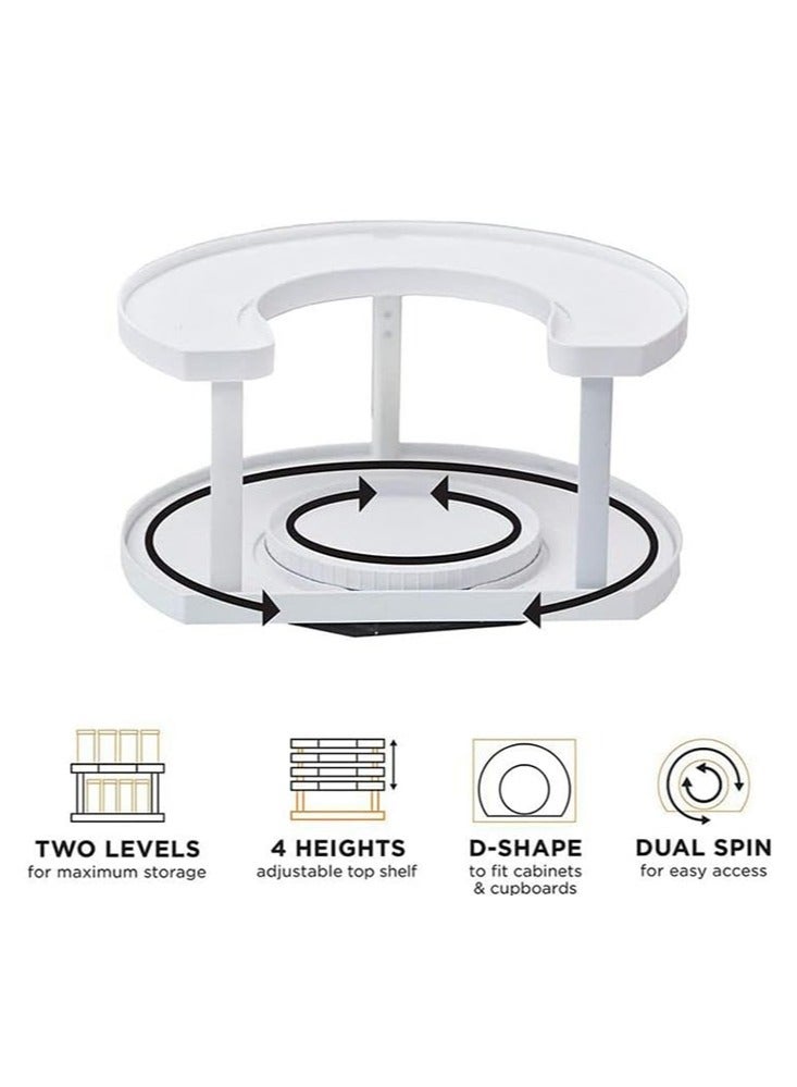 Perfii Spices Spinner, 2-Tier Spices Rack, D Shape Spices Organizer, a Seasoning Storage Space Saving, Clutter Free Kitchen - Image 4