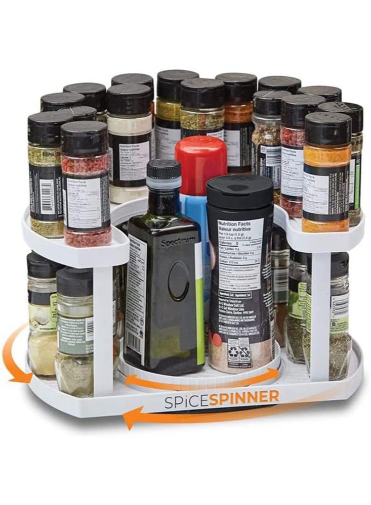 Perfii Spices Spinner, 2-Tier Spices Rack, D Shape Spices Organizer, a Seasoning Storage Space Saving, Clutter Free Kitchen - Image 3