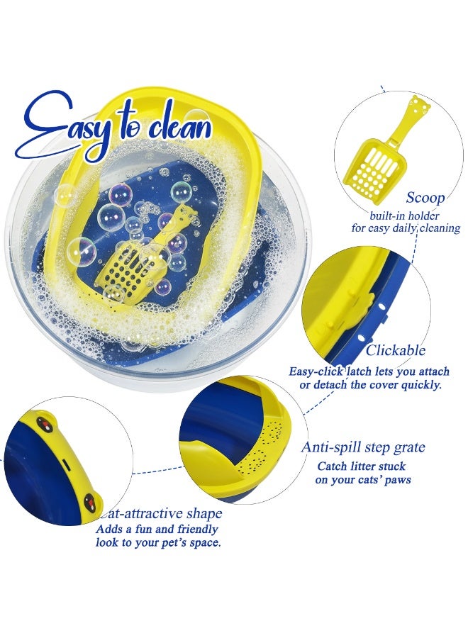 NNC PETS Cat litter tray with Splash Guard, Attached Scoop, & Removable Rim, 37 cm Open Litter Pan for Kitten Indoor cats, Mess Free, & Easy Maintenance, Kitty tray with Durable, and Lightweight (Yellow) - Image 3