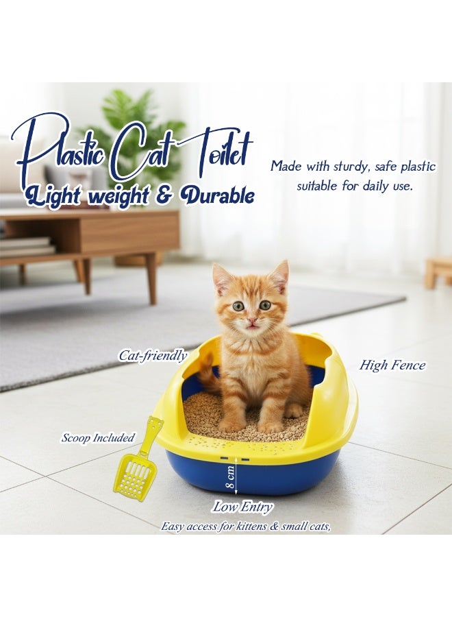 NNC PETS Cat litter tray with Splash Guard, Attached Scoop, & Removable Rim, 37 cm Open Litter Pan for Kitten Indoor cats, Mess Free, & Easy Maintenance, Kitty tray with Durable, and Lightweight (Yellow) - Image 4