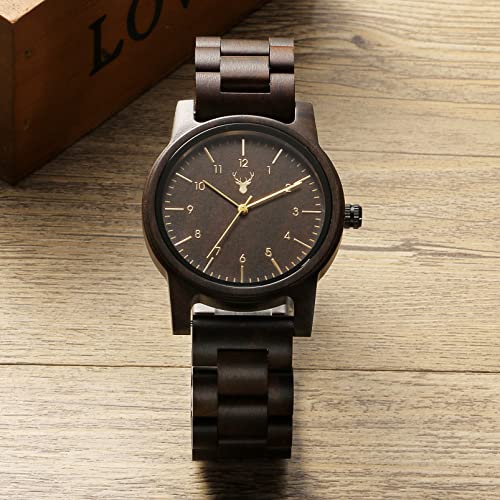 LeeEv Wooden Watches Uwood Series 40 mm Unisex Natural Handmade Wood Watch with Gift Box & Band Adjustable - Image 3