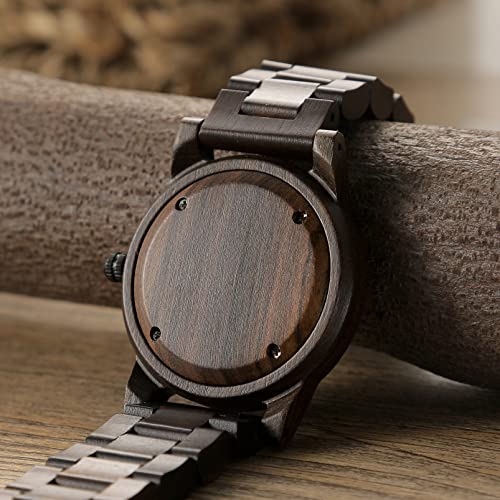 LeeEv Wooden Watches Uwood Series 40 mm Unisex Natural Handmade Wood Watch with Gift Box & Band Adjustable - Image 4