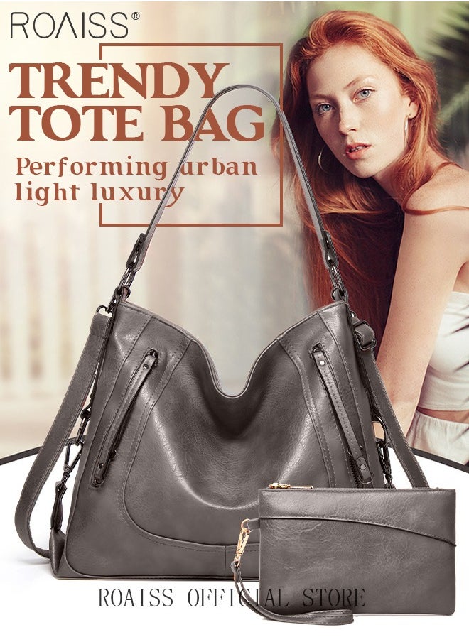 roaiss Large Crossbody Bags Ladies Shoulder Handbags Purse Set for Women Hobo Totes PU Leather Purses and Handbags Shoulder Bag Vegan Leather Tote  - Image 2