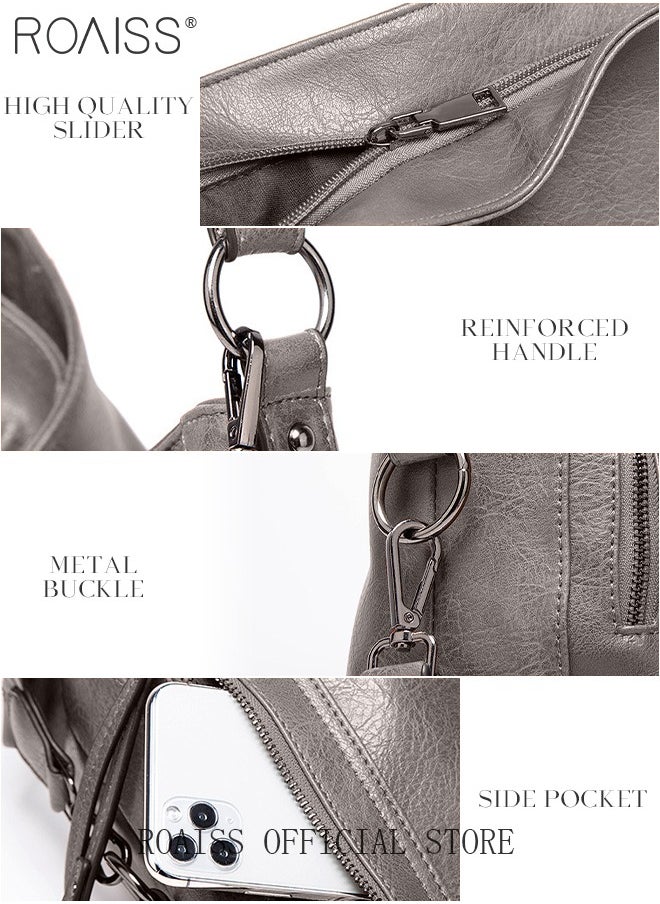 roaiss Large Crossbody Bags Ladies Shoulder Handbags Purse Set for Women Hobo Totes PU Leather Purses and Handbags Shoulder Bag Vegan Leather Tote  - Image 3