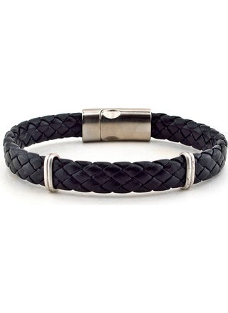 Black Leather Men's Bracelet with Metal Clip Bx322 - pzsku/Z29A83523A3CF8F7CD94CZ/45/_/1730607761/9a651f31-4dd8-4de5-8d6c-8f556b761315