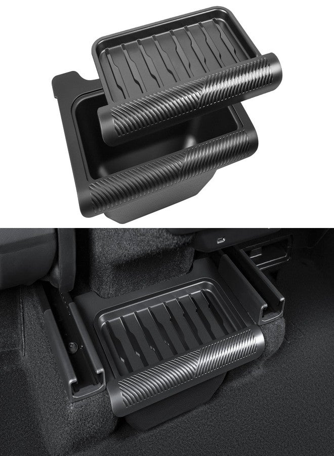 KUNIST - Under Seat Organizer Box for Tesla Model Y, Car Front Seat Hidden Drawer Storage Box, Felt Fabric Trash Can with Hidden Tray (No Cover) - Image 1