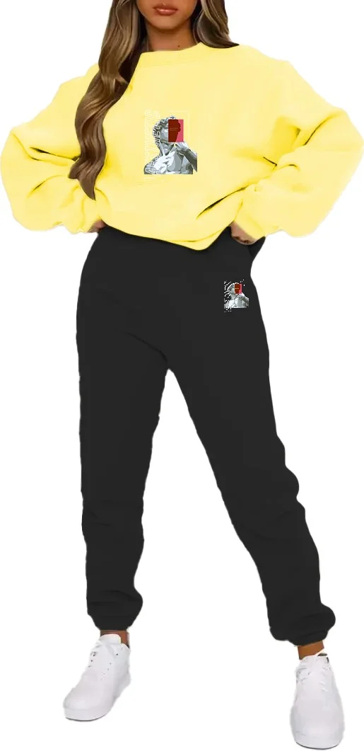 DogFish Tracksuit Oversize Athetic Printed Tracksuit Yellow