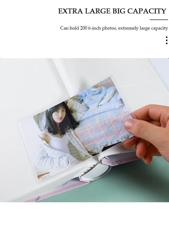 دبليو أيه أو كي أن ألبومات صور عائلية صغيرة محمولة، 200 جيب، ألبوم صور مطبوع عليه رقائق معدنية للصور مقاس 6 بوصات، ألبوم صور محمول متين للعائلة والزفاف والسفر والأولاد والبنات، هدية عيد الميلاد - Image 5