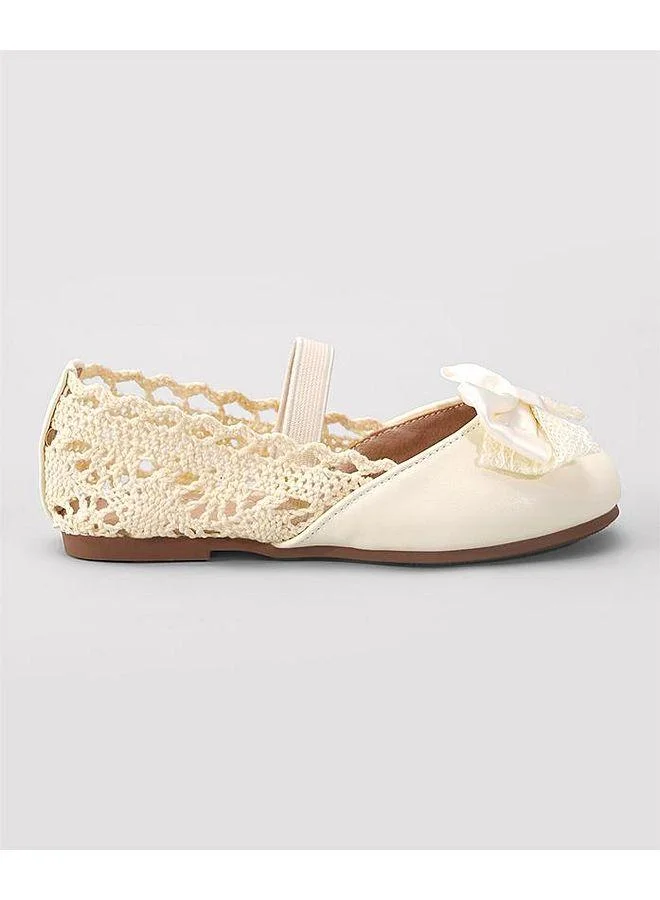 Mark & Mia Mark and Mia Bow Detail Elastic Strap Closure Party Wear Ballerina Shoes - Beige
