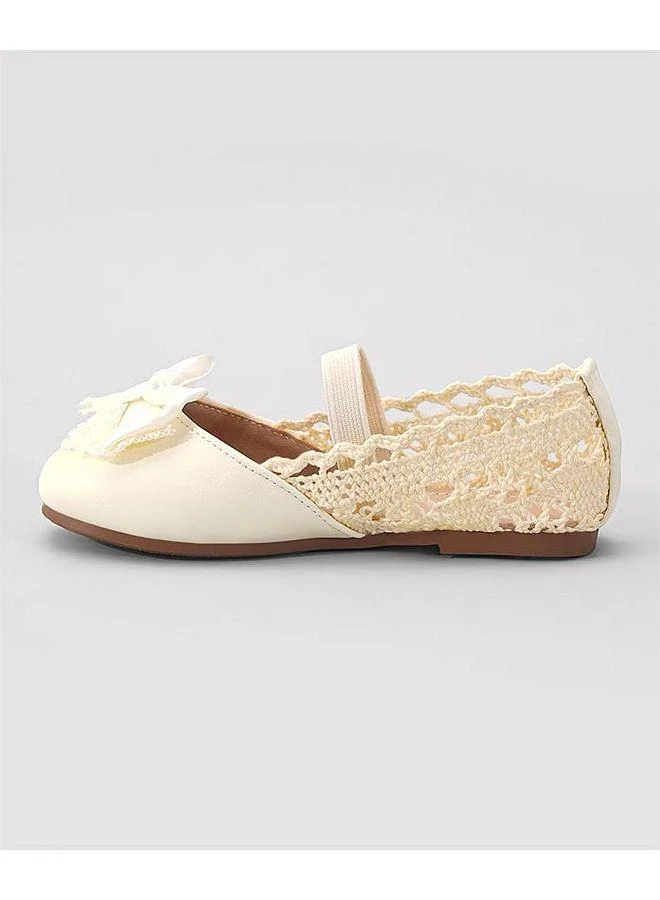 Mark & Mia Mark and Mia Bow Detail Elastic Strap Closure Party Wear Ballerina Shoes - Beige