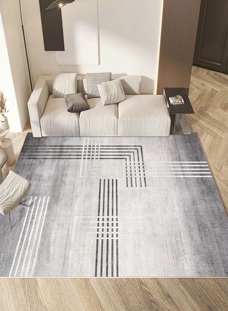 Sharpdo Area Rug Living Room Simple Modern Carpet Living Room Bedroom Rug Floor Carpet Home Anti-slip Rectangle Grey Polyester 160*230CM - Image 1
