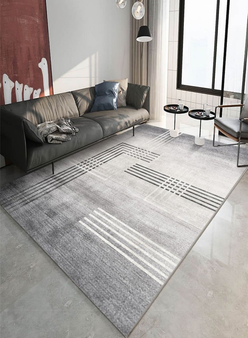 Sharpdo Area Rug Living Room Simple Modern Carpet Living Room Bedroom Rug Floor Carpet Home Anti-slip Rectangle Grey Polyester 160*230CM - Image 2