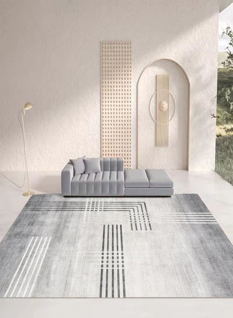 Sharpdo Area Rug Living Room Simple Modern Carpet Living Room Bedroom Rug Floor Carpet Home Anti-slip Rectangle Grey Polyester 160*230CM - Image 4
